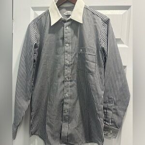Pierre Cardin Black and White Striped Dress Shirt